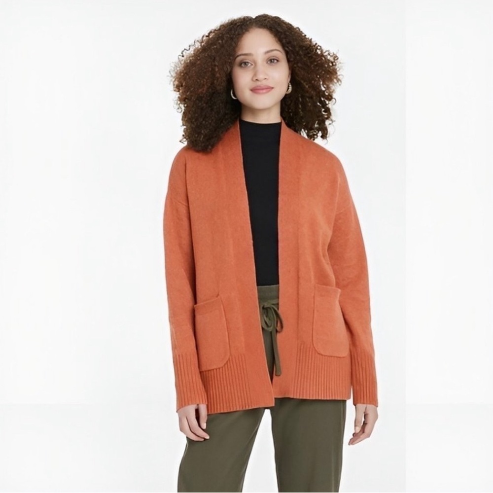 Women’s Open Front Knit Cardigan Front Pockets A New Day Brown Size 4X